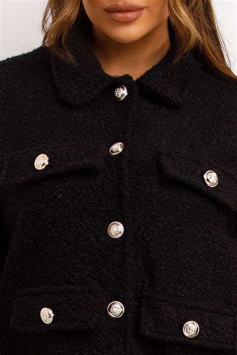 black boucle jacket womens