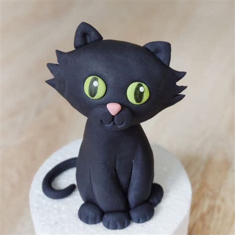 Black Cat Wedding Cake Toppers Halloween Decor Handmade Etsy Cat