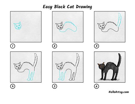 black cat drawing tutorial