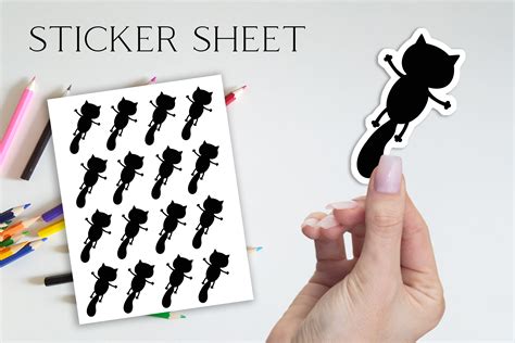 Black Cat Printable Sticker
