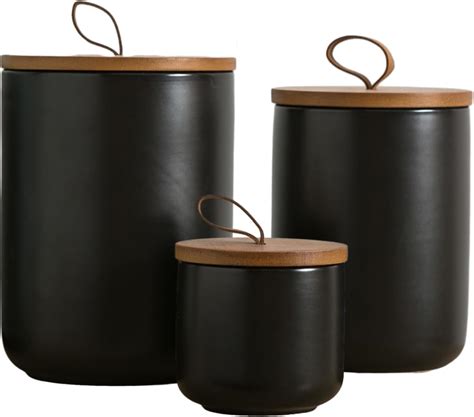 Black Ceramic Kitchen Canister Set
