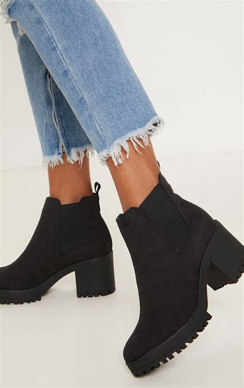 black chelsea boots women heel