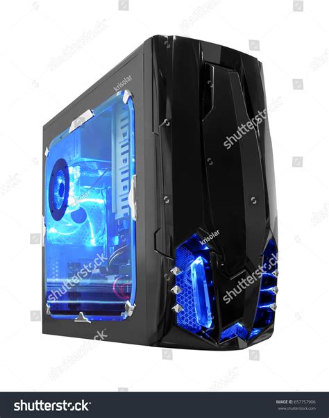 Black Computer Case With Blue Led Lights