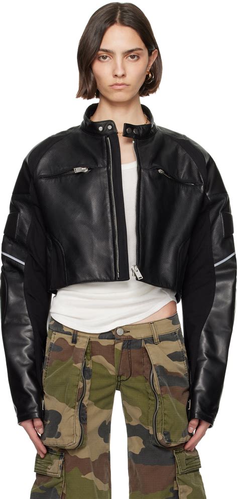 black cropped moto jacket
