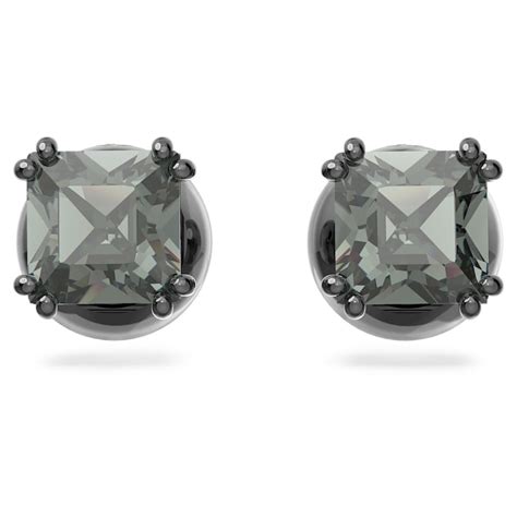 Black Crystal Square Stud Earrings