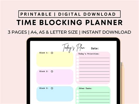 Black Daily Time Blocking Planner Printable