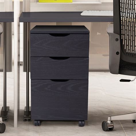 Black Desk With File Cabinet