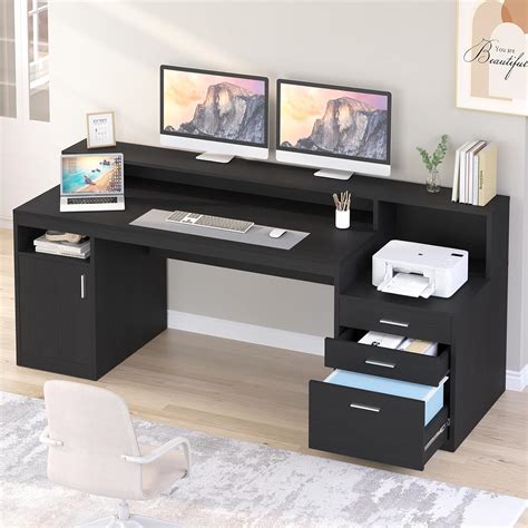Black Desk With Printer Storage