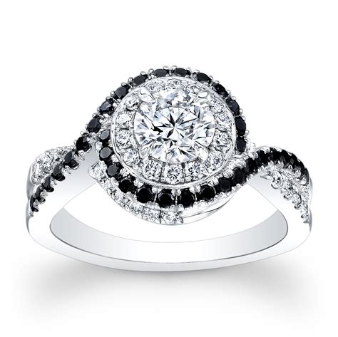 black diamond accent engagement rings