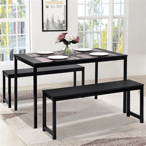 Black Dining Bench Set