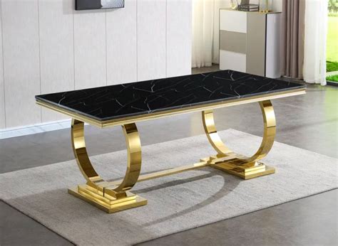 Black Dining Table With Gold Base