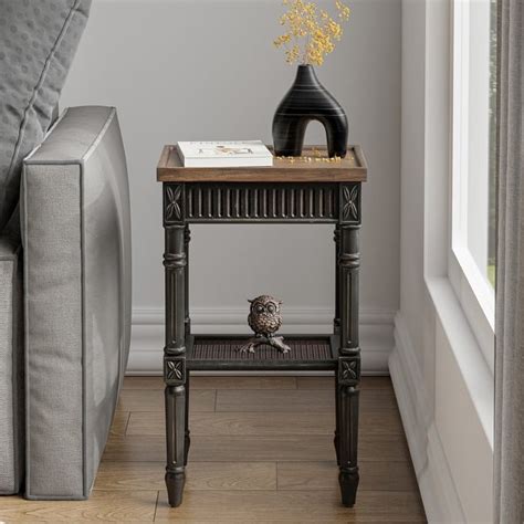 Black Distressed Accent Table