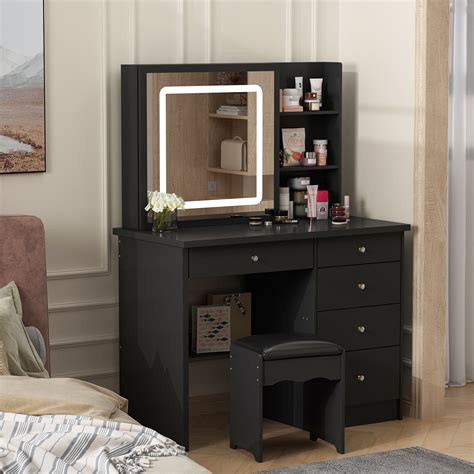 Black Dressing Table With Led Mirror