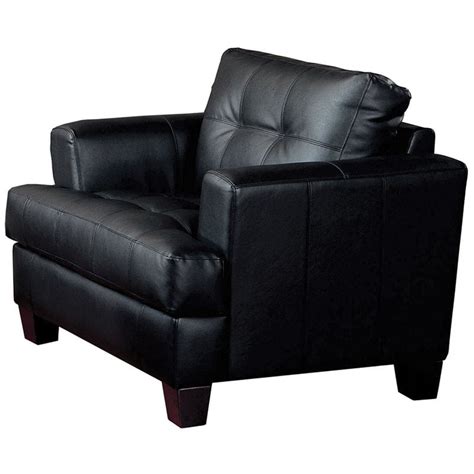black faux leather accent chair