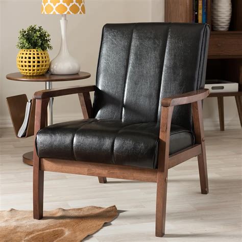 black faux leather accent chair
