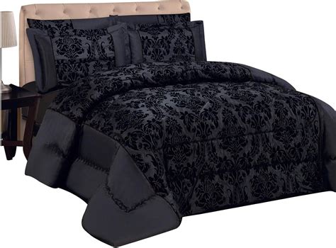 Black Floral Quilted Bedspread