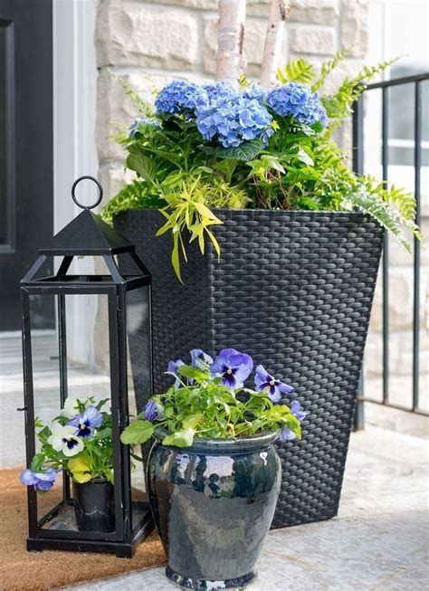 black flower pots for front porch