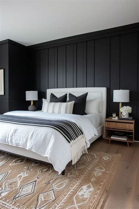 Black Focal Wall In Bedroom