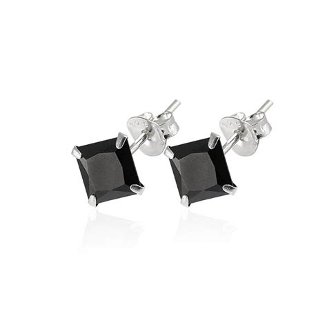 Black Gem Stud Earrings
