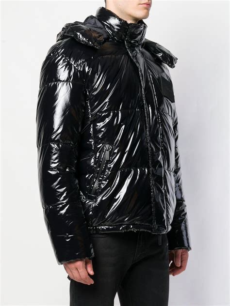 black glossy calvin klein puffer jacket