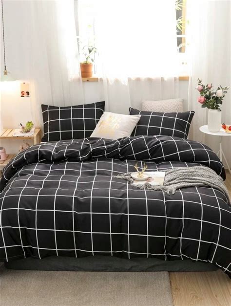 Black Grid Bed Sheets