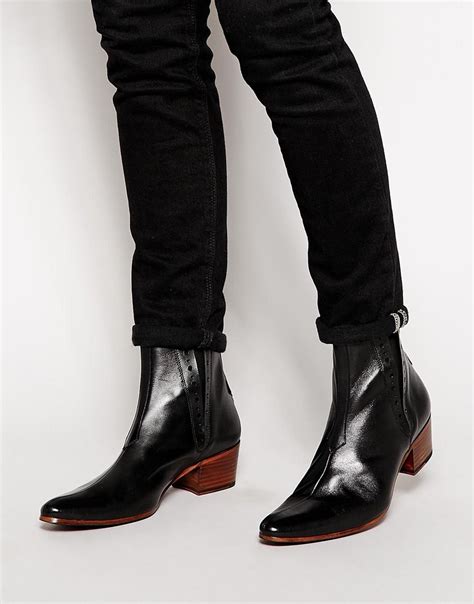 black high heel chelsea boots