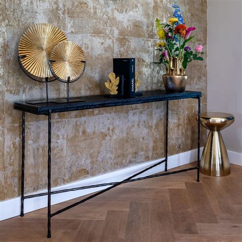 black iron console table