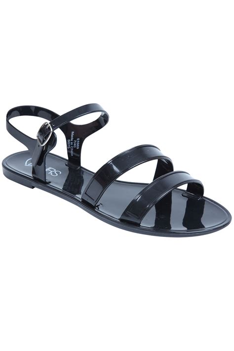 black jelly sandals