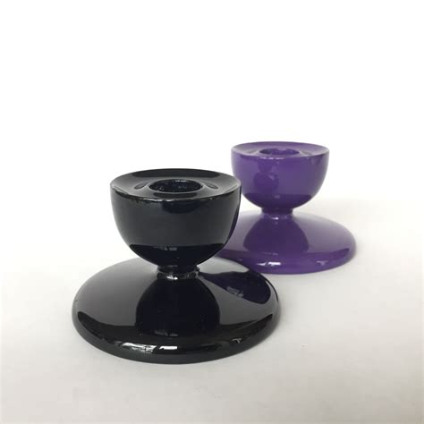 Black Lacquer Candlestick Holders