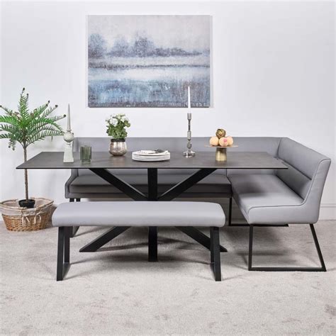 Black Leather Corner Dining Bench