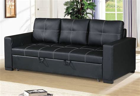 Black Leather Sofa Bed Small