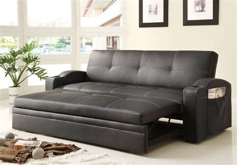 Black Leather Sofa Sleeper Bed