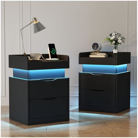 Black Led Nightstands