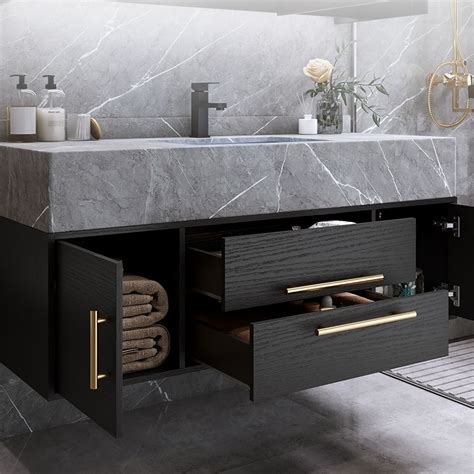 black marble top vanity unit