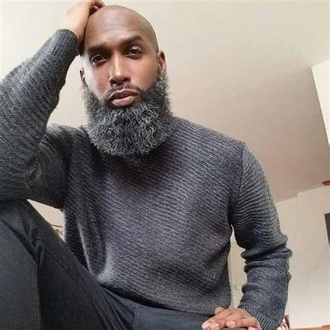 black men bald with beard stubble