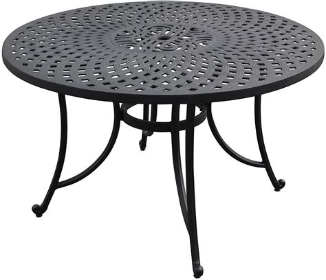 black metal round patio table
