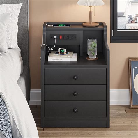 Black Nightstand Usb