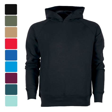 black organic fleece pullover hoodie