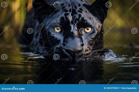 black panther in water