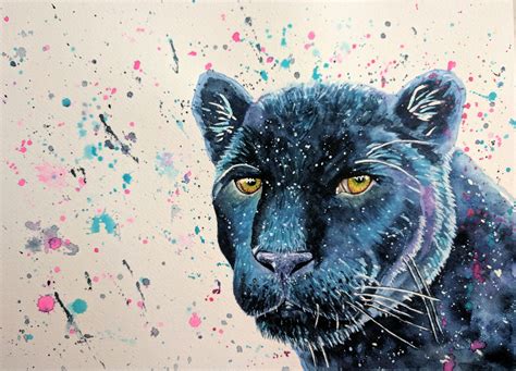 black panther watercolor