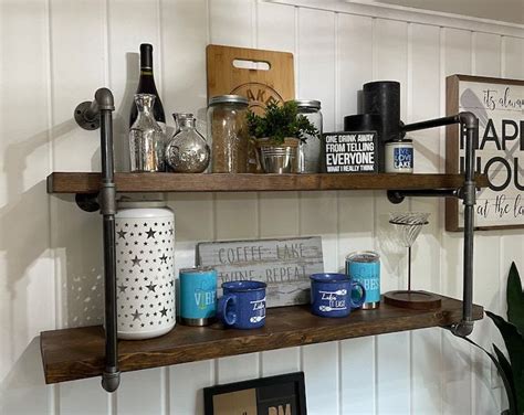 Black Pipe Shelves Kitchen