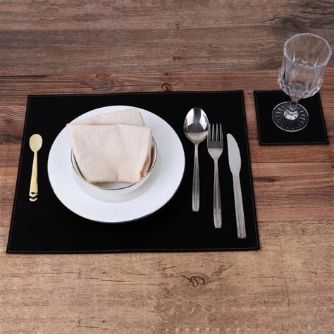 Black Placemat And Coaster Set