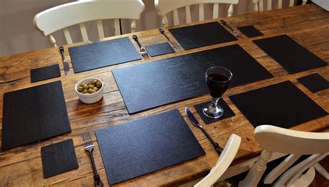 black placemats and coasters