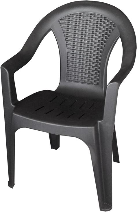 black plastic stacking garden chairs