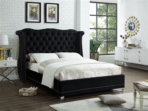 black queen bed frame and headboard