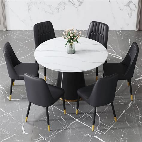 Black Round Table White Chairs