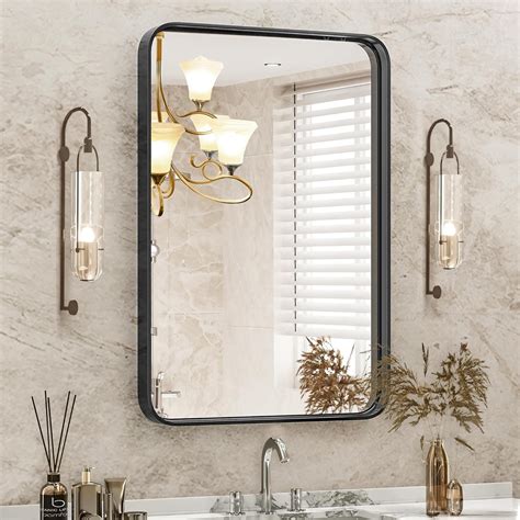 Black Rounded Rectangle Bathroom Mirror