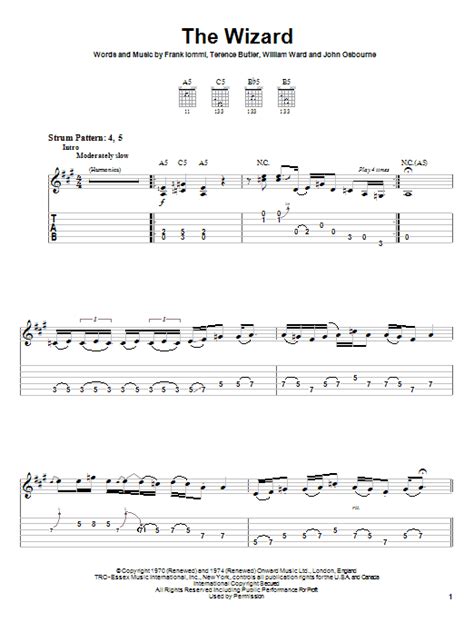 black sabbath the wizard guitar tab