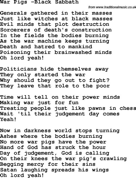 black sabbath war pigs lyrics video