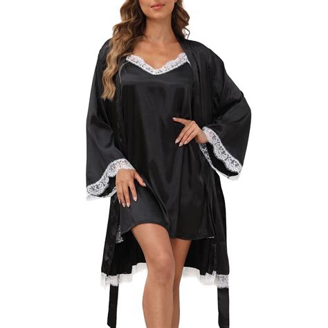 Black Silk Robe Set